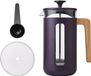 La Cafetière Pisa Cafetière - Borosilicaatglas - RVS - Houten Handvat - Paars - 8 Kops - 1L