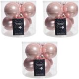 Decoris Boules de Noël - verre - 18x pièces - rose clair - 8 cm