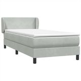 vidaXL Boxspring met matras fluweel lichtgrijs 80x210 cm
