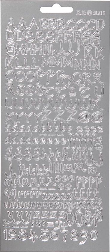 Zilveren alfabet stickers - 10x23 cm - Folie - 200 stuks