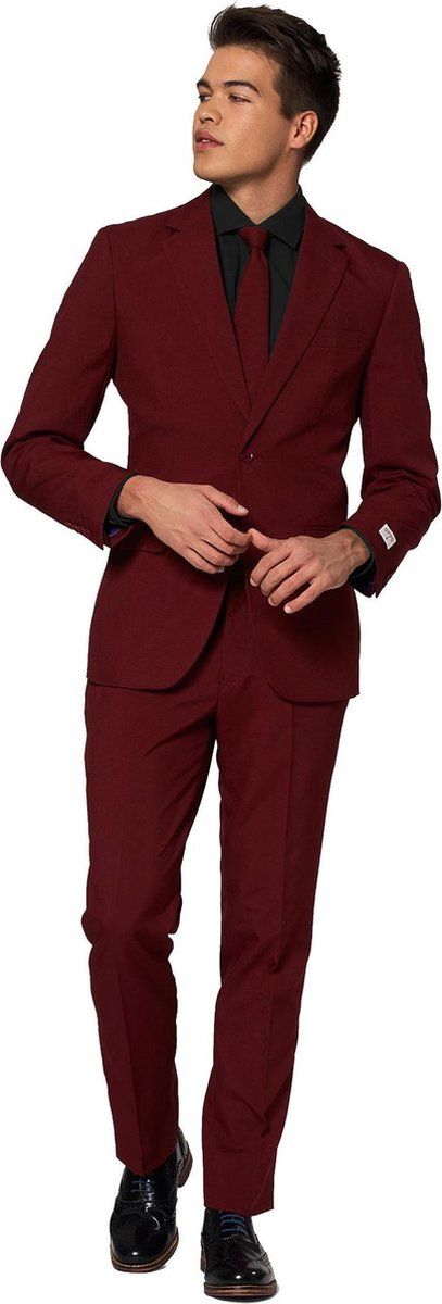 OppoSuits Feesten & Gelegenheden Kostuum - Helemaal Wijnrood Blazing Burgundy - Man - Maat 56