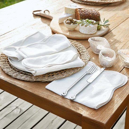 LOBERON Servet set van 4 Aelvra wit