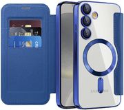 Techsuit Hoesje geschikt voor Samsung Galaxy S24 - SmartMag Book Wallet Case - Geschikt voor MagSafe - Blauw