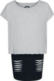 R.E.D. by EMP Zwarte/grijze korte jurk met dubbele lagen look - Dames - XXL