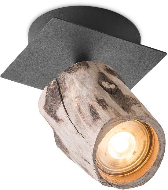 Home Sweet Home Vintage Plafondspot Natural Metaal en Hout GU10 Kantelbaar
