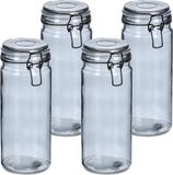 Zeller Weckpotten/inmaakpotten - 4x - 1L - glas - met beugelsluiting - D10 x H20 cm