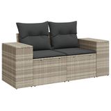 vidaXL 11-delige loungeset met kussens, polyrattan, lichtgrijs