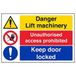 VSafety Lift Machinery/Onbevoegde Toegang/Houd Deur Vergrendeld Teken - 300mm x 200mm - 2mm Rigid Plastic