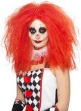 Smiffys Clownspruik met rode wafel krullen - Pruik clown met rood haar