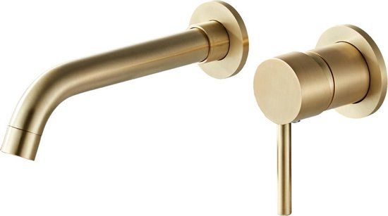 Boss & Wessing Inbouw wastafelkraan gold geborsteld messing mat goud