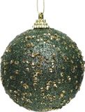 KAEMING B.V. - Boule de Noël verte avec paillettes dorées 8 cm