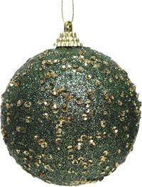 KAEMING B.V. - Grüne Christbaumkugel mit goldenem Glitzer 8 cm