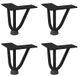 Pieds de table épingle à cheveux 4 pièces Noir 10 cm Acier massif