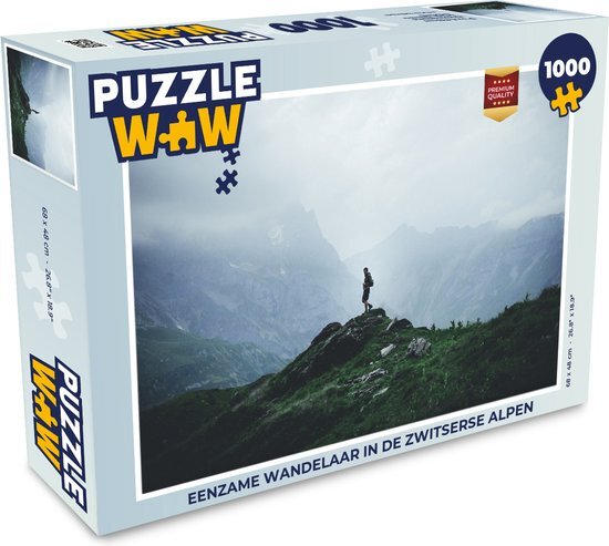 MuchoWow Puzzel Eenzame wandelaar in de Zwitserse Alpen - Legpuzzel - Puzzel 1000 stukjes volwassenen