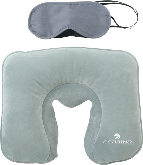 Ferrino Reisset Nekkussen Met Slaapmasker Grijs 2-delig