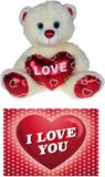 Krüger & Gregoriades Pluche Knuffelbeer 20 cm - Valentijn Love Hartje