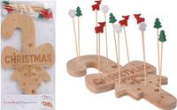 Excellent Houseware Kerst serveerplateau - Kerstdecoratie - Tapasplank - Tapasprikkers