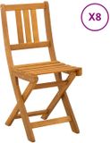 vidaXL Bistrostoelen voor buiten 8 stuks Naturel Massief Acacia Hout