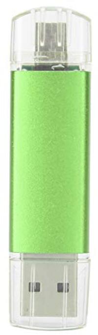 chengong Flash Drive, klein formaat draagbare aluminiumlegering Groene U-schijf, USB2.0 2 in 1 voor het opslaan van muziek en het opslaan van bestanden(64GB)