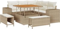 vidaXL Tuinbank Set met Kussen 8 Stuks Beige Polyrotan