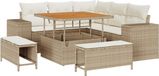 vidaXL Banc de jardin avec coussin 8 pièces beige polyrotin