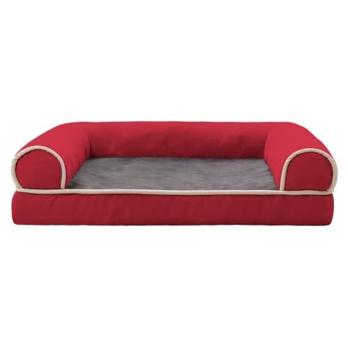 RICHRAIN Pet Chat hondenbank voor kleine middelgrote en zeer grote honden, warm, dik voor huisdieren, huisdierbed, badstof, kennel, mand voor katten CF3020 (XL 100 x 60 cm), rood)