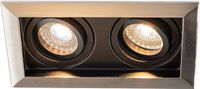 HOFTRONIC Durham Dubbel LED Inbouwspot vierkant RVS - GU10 - 10 Watt 800 Lumen - 2700K Warm wit licht - Kantelbaar en Dimbaar - Diameter 100x185mm - Plafondspots 2 lichts