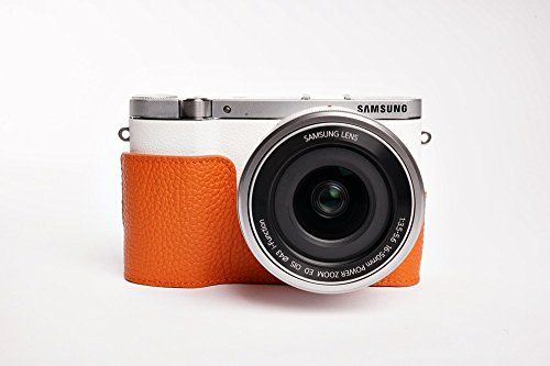 TP TP-handgemaakte echt lederen halve cameratas voor Samsung NX3000 - ORANJE
