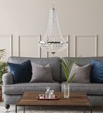 Halay Chroom hanglamp - rustiek met 2 lichtpunten - E14 - 40 cm diameter - kristallen lampenkap transparant