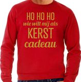 Bellatio Decorations Foute kersttrui/sweater voor heren - Hohoho kerst cadeau - rood - glitter goud XXL