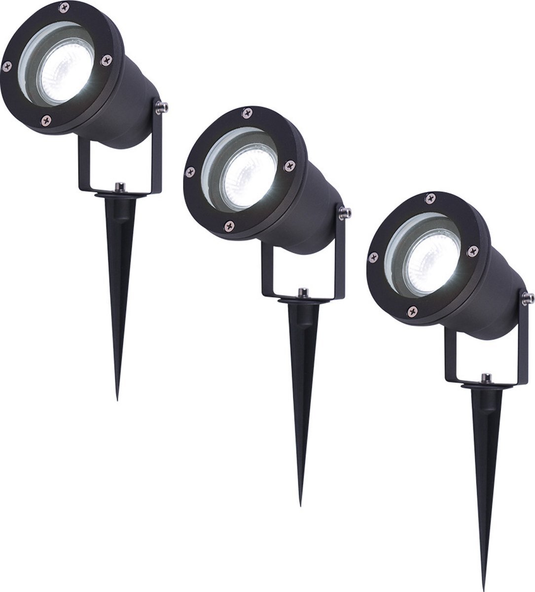 V-tac Set van 3 LED Prikspots - 6000K Daglicht wit - Kantelbaar - IP44 Vochtbestendig - Aluminium - Tuinspot - Geschikt voor in de tuin - Zwart -