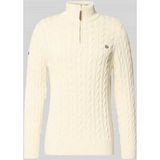 Superdry M6110661B Cotton Classic Cable 1/2 Zip Pullover Cream 3XL