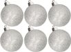 Billiet - Vanlaere 6x pièces boules de Noël pailletées en plastique argent 8 cm