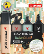 STABILO BOSS NatureColors etui 4 kleuren (1 x beige, warm grijs, aarde groen, zwart)