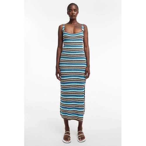 TOPSHOP gestreepte zomerjurk gebreid blauw