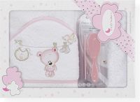 Interbaby Badcape Waslijn Junior 100 X 100 Cm Katoen Wit/roze