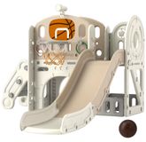[Brand] Aire de jeux pour enfants - Centre de jeu d'intérieur - 7-en-1 - Toboggan - Espace de rangement - Tunnel d'escalade - 186 x 153 x 111 cm - Blanc crème