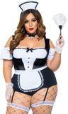 Leg Avenue Frenchie Kamermeisje Kostuum Vrouwen Zwart Spandex XXXL/XXXXL