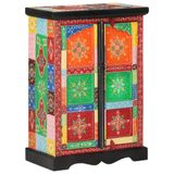 vidaXL Kast - handgeschilderd - met - deuren - 53x30x75 - cm - massief - mangohout
