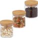 Merkloos Relaxdays Voorraadpotten - Bamboe Deksel - 3 Stuks - Klein - Glas - Luchtdicht - Transparant-Naturel