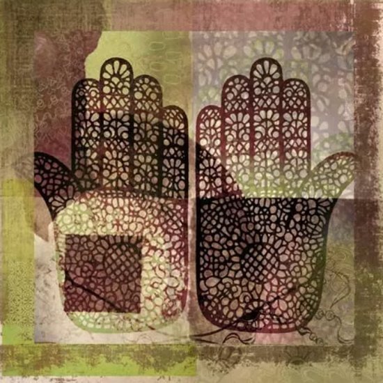 Safaary - Oosters schilderij Mehndi hands Dai Bruin - 50x50 CM