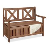 Relaxdays Tuinbank met opbergruimte - 2 personen - 85 x 115 x 60 cm - hout - donkerbruin