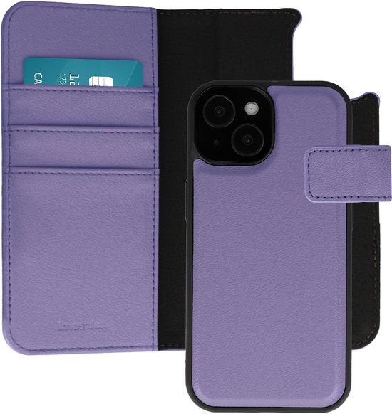 imoshion Hoesje - Geschikt voor Apple iPhone 15 - Uitneembare 2-in-1 Luxe Bookcase - Paars