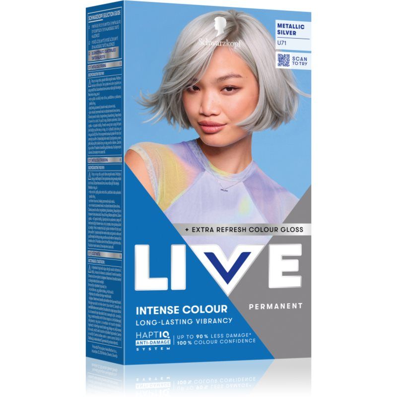 Schwarzkopf Haarkleur, Intensive Dauerhaarfarbe für lebendige Farben (U71 Metaalachtig zilver)