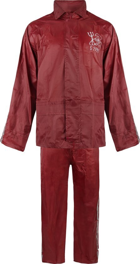 C-Line Regenpak met Capuchon - Rood - Reflecterend - Nieuw Model - Volwassen maat S