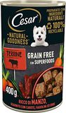Cesar Natural Goodness natvoer voor honden met rundvlees en groenten, 6 blikjes à 400 g, in totaal 2,4 kg
