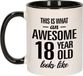 Bellatio Decorations Awesome 18 year old beker / mok - zwart met wit - 300 ml keramiek