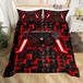 Housse de couette - Motif géométrique de jeu - Rouge/Noir