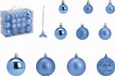 G. Wurm Kerstballen - set 50x st - blauw - 3,4,6 cm - kunststof