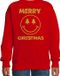 Bellatio Decorations Kersttrui jongens/meisjes - Merry Christmas - rood - glitter goud 122/128